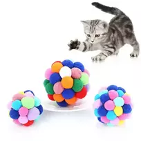 Švelnus spalvotas kamuoliukas katinukams žaisti - Dydis: S