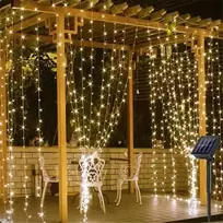 LED užuolaidos su saulės energija - Spalva: Balta
