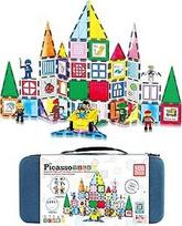 "PicassoTiles" 100 dalių magnetinių plytelių rinkinys su magnetu ir dėže, automatinis pagrindas, magnetinės 8 dalių figūrėlės, lentos žymeklis, idėjų knyga, 3+ amžius, PB01