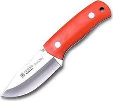 Joker Erizo TS1 CN81 peilis diržui su 7,5 cm peiliu iš Böhler N695, drobės rankena Micarta Orange, juodas odinis dėklas, įrankis žvejybai, medžioklei, stovyklavimui ir žygiams