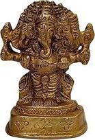 Purpledip žalvario stabas Panchmukhi Ganesha: aukso spalvos statula namų šventyklai (10696A)