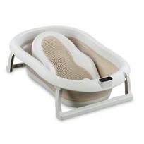 Sulankstoma kūdikio vonelė su termometru ir silikoniniu gultuku BATH&CARE Beige