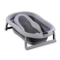 Sulankstoma kūdikio vonelė su termometru ir silikoniniu gultuku BATH&CARE Dark Grey