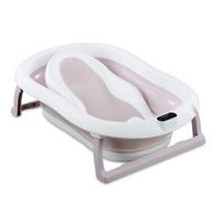 Sulankstoma kūdikio vonelė su termometru ir silikoniniu gultuku BATH&CARE Pink