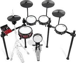 "Alesis Nitro Ultimate" elektroninių būgnų rinkinys su dviejų zonų tyliais tinklelio padais, atskira Hi-Hat, 640 autentiškų BDD garsų ir 52 rinkiniais, "Bluetooth", "Drumeo", USB-MIDI, suderinamas su "Double-Kick