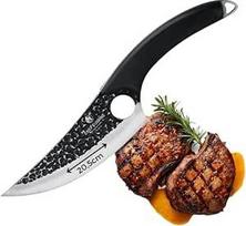 CHEF CUISINE BBQ peilis 53-55 HRC plienas | 20,5 cm kaltinė geležtė pagaminta iš nerūdijančio plieno ašmenų | Rankena pagaminta iš nerūdijančio plieno ir Pakka medienos | Virtuvinis peilis mėsai ir griliui