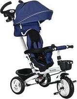 HOMCOM 6-in-1 triratukas su stūmimo strypu, sulankstomas, vaikiškas triratukas su saugos diržu, nuimamu stogeliu nuo saulės, krepšeliu, gėrimų laikikliu, pedalais, skirtas 1-5 metų vaikams, iki 25 kg, mėlynos spalvos