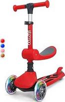 Stompa Roller Kinder 2 Jahre Scooter 2 in 1 Kinderroller ab 2 Jahre bis zu 50 kg mit Klappbar Sitz &LED Räder, Höhenverstellbarer, Faltbar Tretroller Dreirad Roller für Kleinkinder Jungen Mädchen