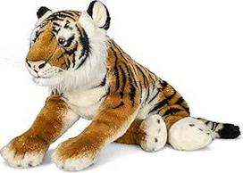 Uni-Toys - Tigras guli - 75 cm (ilgis) - pliušinis laukinis gyvūnas - pliušinis žaislas, minkštas žaislas