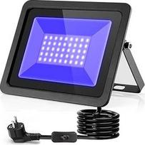 UV juodos šviesos prožektorius 50 W, 365 NM LED juodos šviesos lempa IP66 vandeniui atsparus UV prožektorius su kištuku, prožektorius švytėjimo vakarėliams, diskotekoms, barams, juodųjų šviesų vakarėliams