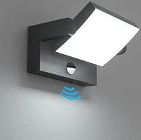"Klighten" 24 W LED lauko sieninis šviestuvas su judesio jutikliu, IP65 sieninis šviestuvas, vidaus lauko sieninis šviestuvas su pasukamuoju skydeliu, lauko šviestuvas sodui ir terasai, juodas, šaltai baltas, 6000 K