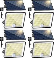 "Peasur" 4 saulės žibintų pakuotė su judesio jutikliu, 348 LED saulės prožektoriai lauke, IP65 vandeniui atsparūs saulės žibintai, 3 režimai, saulės lempos sodui su 5 m kabeliu