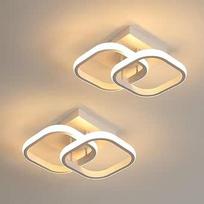 2 x LED lubų šviestuvas, 22 W modernus kvadratinis LED lubų šviestuvas, baltas aliuminio lubų šviestuvas svetainei, miegamajam, virtuvei, šiltai baltas, 3000 K