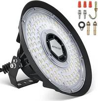 200 W UFO LED High Bay Light, 5000 K Cool White Indoor Spotlight LED, 170 LM/W aukščio efektyvumas, IP65 vandeniui atsparus pramoninis šviestuvas, dirbtuvių šviestuvas su U formos laikikliu, skirtas gamykloms, garažams