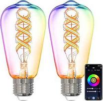 ANTELA "Alexa" lemputės E27 5W išmanioji LED senovinė Edisono lempa, WiFi RGB reguliuojamo ryškumo lemputė, suderinama su "Google Home" programėle, šilta balta šviesa, 2 vnt.