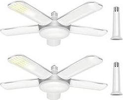 CREATESTAR LED garažo lempa E27 80 W, 2 pakuočių reguliuojamo apšvietimo garažo lempa 6500 K, LED dirbtuvių lubų lempa su 5 reguliuojamais skydeliais Garažo apšvietimas sandėliui, dirbtuvėms, rūsio apšvietimui