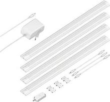 ledscom.de "Siris" LED šviestuvas po grindimis, baltas, matinis, su jutikliniu reguliatoriumi, plokščias, po 50 cm, po 531 lm, šiltai baltas, 4 vnt.
