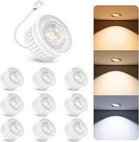 SSC-LUXon 10 x LED LumiFLEX GU10 6W reguliuojamo ryškumo lemputės - 3 šviesos spalvos - šilta neutrali šalta per jungiklį - lempučių rinkinys, skirtas paviršiniams prožektoriams įleidžiami prožektoriai