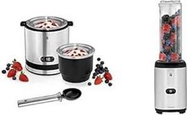 WMF "Küchenminis" ledų gaminimo aparatas "3-in-1", ledų gaminimo aparatas šaldytam jogurtui, sorbetui ir ledams, 300 ml talpa šaldiklyje ir "Kult X Mix & Go Mini Smoothie Maker", stovintis maišytuvas, elektrinis maišytuvas, kokteilių maišytuvas