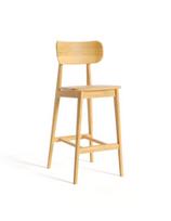 PAULA WOODEN (70cm) pilnai ąžuolinė baro kėdė