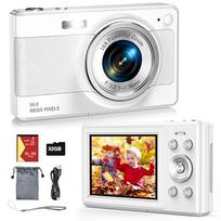 Skaitmeninis fotoaparatas 56MP FHD 1080P fotoaparatas vaikams, 16X, 32GB, baltas
