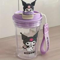 Kuromi Cinnamoroll plastikinė gertuvė,  Violetinė-plastikinė taurė
