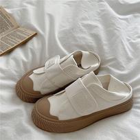 Sea Salt Blue Canvas Shoes Female Lazy Easy To Put on And Take Off Small White Shoes Summer Thick Bottom Casual Two Ways To Wear Women's Shoes 35 balta