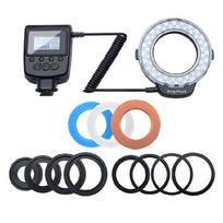 LCD Equipped Camera Rings Flash Light 7 Mode 360 Soft Illumination 8 Adapters For Multiple DSLR Models 1