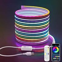 "Aclorol Neon LED Strip" 5 m RGB LED juosta su USB jungtimi Adresuojama muzikos sinchronizavimo funkcija Dimmable Neon Rope Light su programėlės valdymu Vandeniui atspari IP65 žaidimų kambariui Gyvenamasis kambarys Šalis Sienų apdaila 300 LED