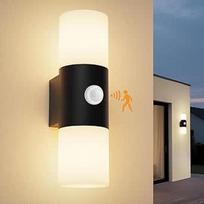 "Allesgute" lauko šviestuvas su judesio jutikliu, juodas, IP65 LED sieninis lauko šviestuvas E27, aliuminis ir kompiuteris, maksimalus 60 W lauko sieninis šviestuvas garažui, įėjimui, balkonui, terasai (be lempos)