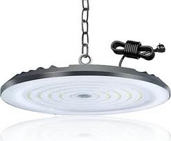 150 W UFO dirbtuvių lempa LED su kištuku, 6500 K šaltai balta LED dirbtuvių lubų lempa, IP65 vandeniui atspari, garažo lempa LED sandėliams, gamykloms, garažams