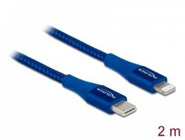 Delock - Lightning-Kabel - USB-C männlich bis Lightning männlich - 2,0m - Blau - für Apple iPad/iPhone/iPod (Lightning) (85417)