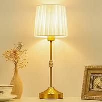 Kabellose Tischleuchte, 5200 mAh Akku-betriebene, wiederaufladbare Tischlampe, 41 cm dimmbare LED-Touch-Leuchte, Gold mit Stoffschirm, 3000 K für Wohnzimmer, Esszimmer, Badezimmer
