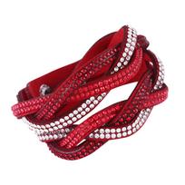 Stylish Multiple Layer Bracelet Rhinestone Hand Chain Fashionable Ornament Festival Birthday Gift Red gradient #1