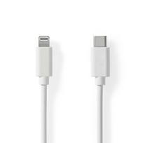 Nedis Lightning Kabel- USB 2.0 | Apple Lightning 8-Pin | USB-C™ Stecker | 480Mbps | Vernickelt | 1.00 m | Rund | PVC | Weiss | Label
