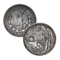 1921 Šventojo Gralio keliaujanti moneta, riteris, traukiantis kardą, vintažinė moneta, antikinė sidabru dengta varinė moneta, antikvarinė, kolekcionuojama, žaidžiama moneta, dovana sidabras