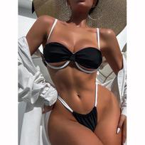 Seksualūs pakeliantys mikro bikini moterims maudymosi kostiumėliai moteriški maudymosi kostiumėlių rinkiniai maudymuisi paplūdimio drabužiai bikinis L juoda