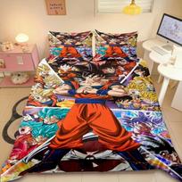 Japonija Anime Dragon BallS Antklodės užvalkalas Dvipusis Super Saiyan Lovos komplektai studentams Paaugliams Son Goku Antklodės užvalkalų komplektas Miegamajam EU Single(135*200cm)3pcs
