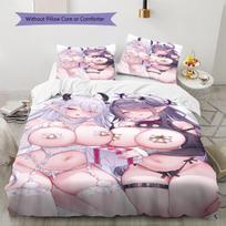 Anime rašto patalynės komplektas Antklodė Antklodės užvalkalas Pagalvės užvalkalas Namų dekoracija Gimtadienio dovana (1 * antklodės užvalkalas + 2 * pagalvės užvalkalai, be šerdies) 135x200cm gray