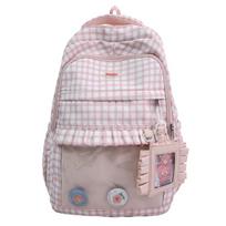 Girls Plaid Backpack Junior High School Student Schoolbag Children Large Capacity Backpack juoda