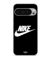 Case - MANIACASE - Google Pixel 9 Pro - Silicone - Flexible - White Nike Logo juoda