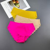 3Pcs/set Ruffle Cut Ice Silk Seamless Underwear Women Plus Size Thin Panties Drop Waist Hip Lift Briefs Female Underpants M&3pcs