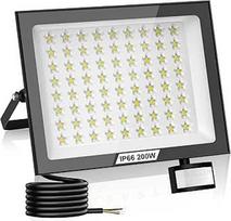 200 W LED prožektorius su judesio jutikliu lauke, 20000 LM lauko lempa su nuotolinio valdymo pulteliu, 6500 K vėsiai balta, itin ryškus LED lauko prožektorius, IP66 vandeniui atsparus LED prožektorius, skirtas sodui