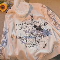 E-Girl Anime Hoodie Y2K Rudens Harajuku Vintage Oversize Striukė su užtrauktuku Korėjietiško stiliaus gotikiniai panko drabužiai Hiphopo gatvės drabužiai M balta