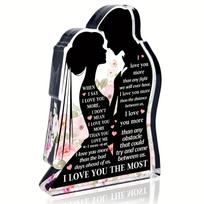 1pc Mr & Mrs Wedding Keepsake - Bride & Groom Acrylic Tabletop Display with Romantic Love Poem & Couple Names/ Date - Elegant Wedding Party Favors 7.62*12.7cm