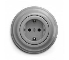 Kliklap - Retro namų lizdas su SCHUKO rėmeliu 230V/16A pilkas