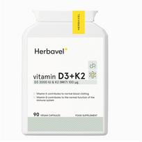 Maisto papildas Vitaminas D3 3000 TV + K2 Herbavel N90
