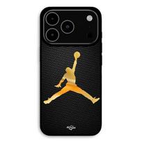 Dėklas iPhone 17 Pro Jordan logo 23 nike krepšinis auksinės spalvos Maniacase juoda