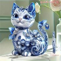 2D Flat Bohemian Cat Acrylic Desktop Decoration, Floral Patterns Design, Home Decor Plaque Hanging Wall Art Decorative Garden Decoration for Room Door 16*12CM