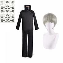 2022 Naujas Suaugusiųjų Anime Jujutsu Kaisen Tatuiruotė Toge Inumaki Cosplay Kostiumas Viršus Kelnės Helovino Vakarėlis Mokyklinė Uniforma Perukai L-(Costume+Wig)
